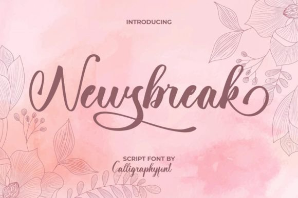 Newsbreak: A Calligraphic Font with Floral Elegance